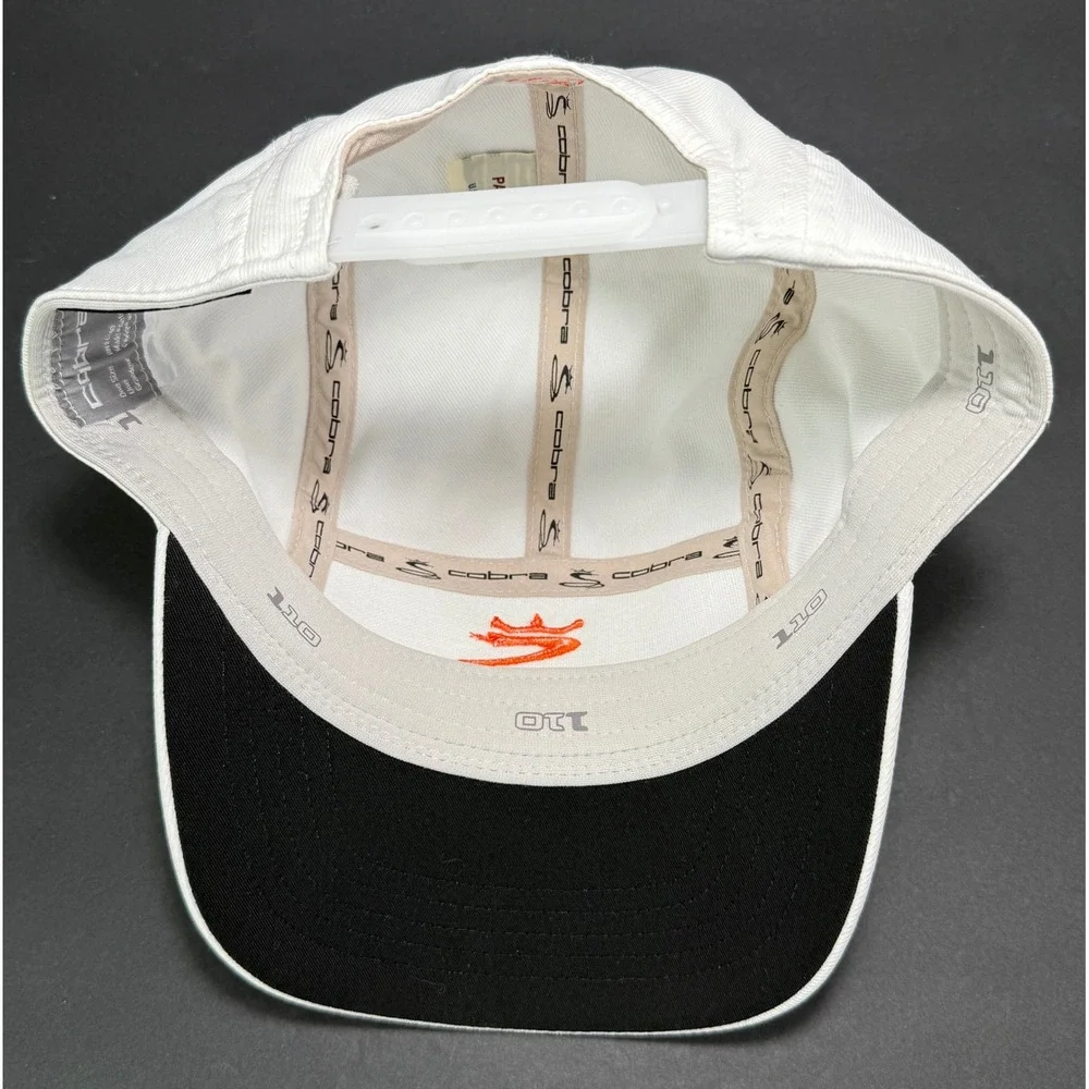 Cobra Golf Hat Mens White Orange Embroidered 5 Panel Snapback Cap 110 Flexfit